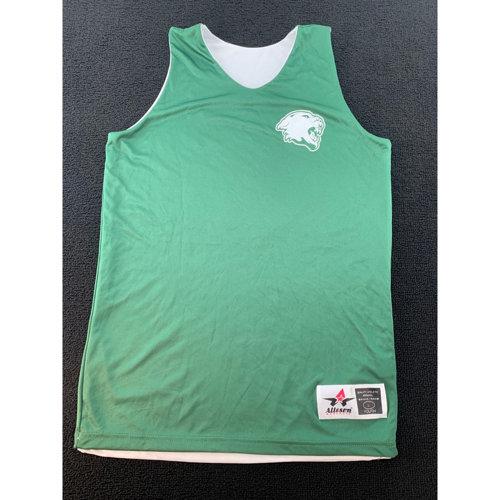 Alleson Athletic‎ Youth Reversible Basketball Jersey Green White Panther Size L